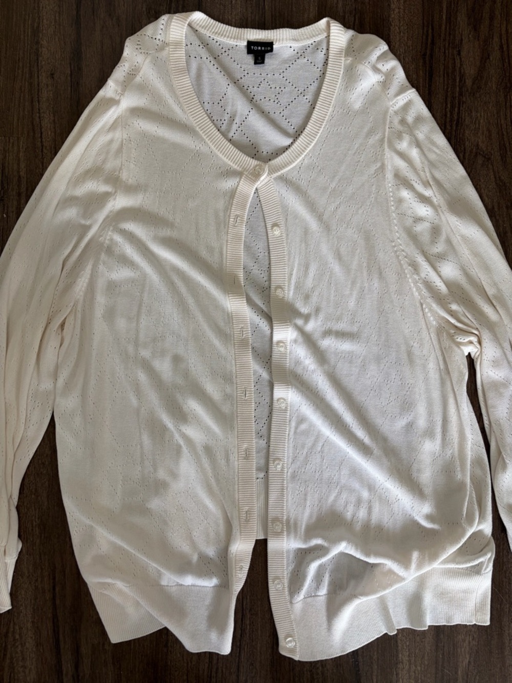 torrid Cream Button-Up Eyelet Knit Cardigan